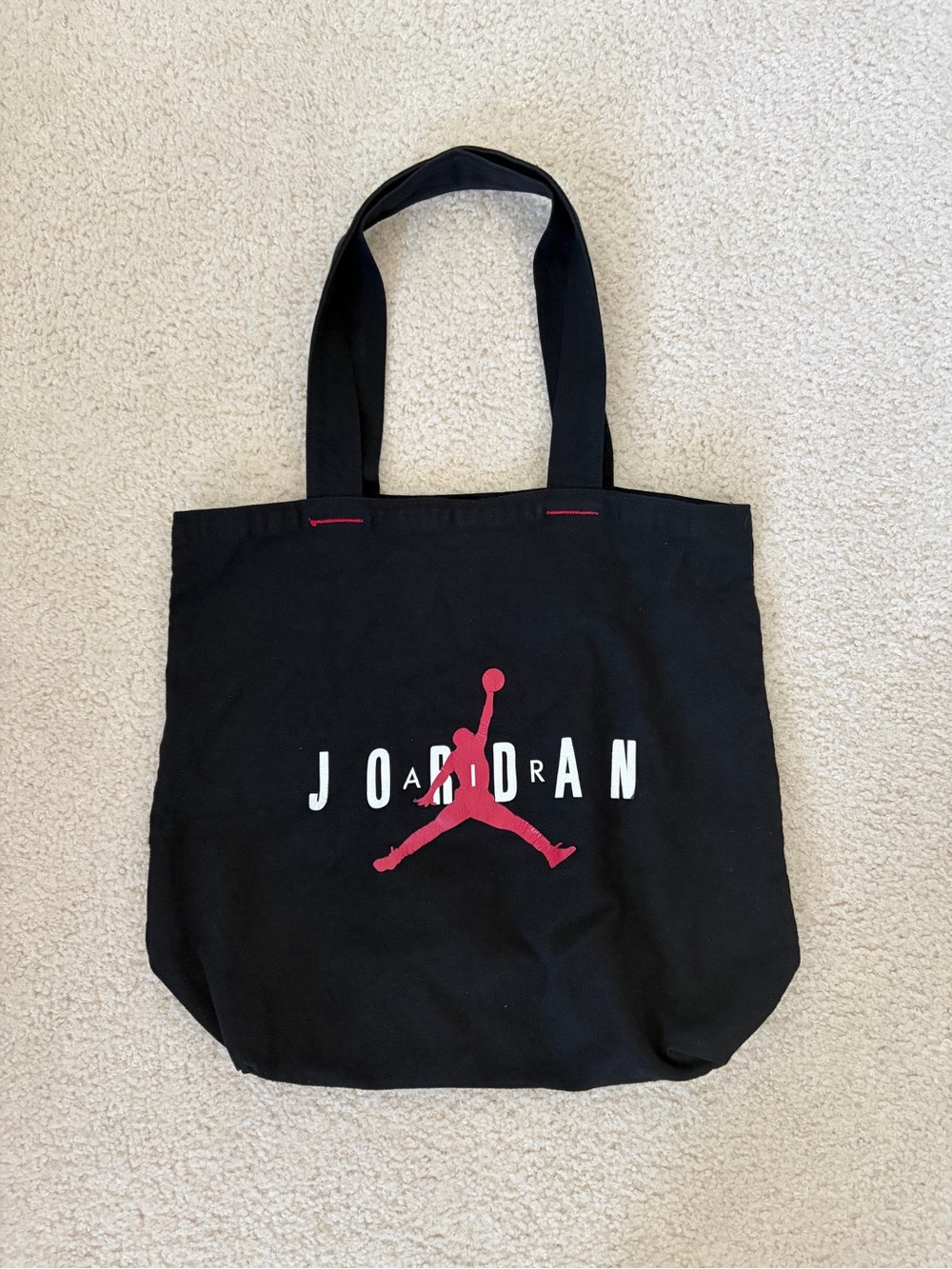 Jordan Black Canvas Tote with Red Jumpman Logo